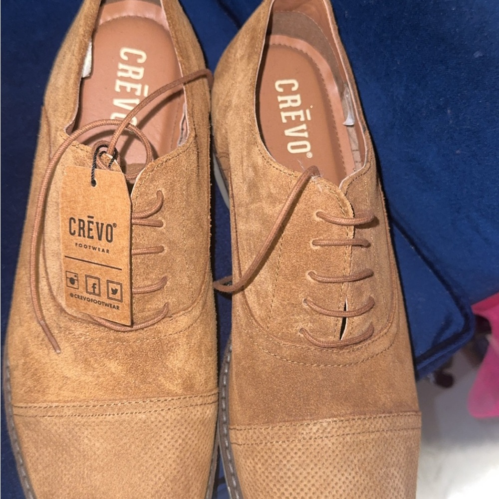 Crevo Men's Brown Suede Oxfords men’s dress shoe